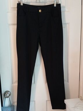 Nue Options Black Pants with Gold Button